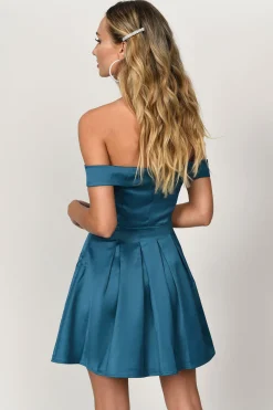 Tobi Daydream Off The Shoulder Skater Mini Dress - Black