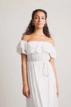 Tobi Del Mar Ruffle Off The Shoulder Maxi Dress -