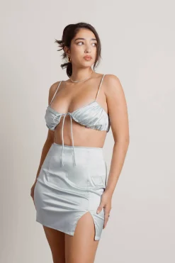Tobi Destined To Love Satin Crop Top And Mini Skirt Set -