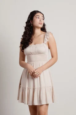 Tobi Dime Piece Smocked Square Neck Mini Dress - White