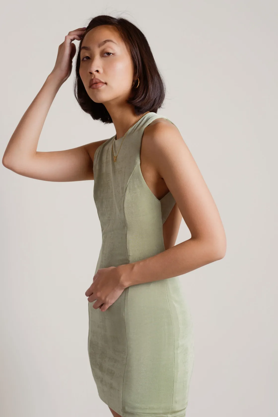 Tobi Dizzying Open Back Bodycon Mini Dress - Green