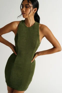 Tobi Dizzying Open Back Bodycon Mini Dress - Green