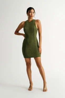 Tobi Dizzying Open Back Bodycon Mini Dress - Green