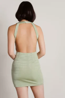 Tobi Dizzying Open Back Bodycon Mini Dress - Green