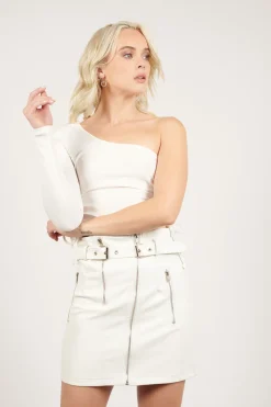 Tobi Do More Leather Zip Up Mini Skirt -