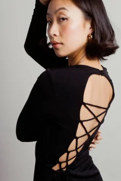 Tobi Do Not Cross Me Lace Up Bodycon Mini Dress -