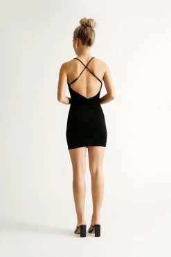 Tobi Do Not Leave Cross Back Bodycon Mini Dress - Red
