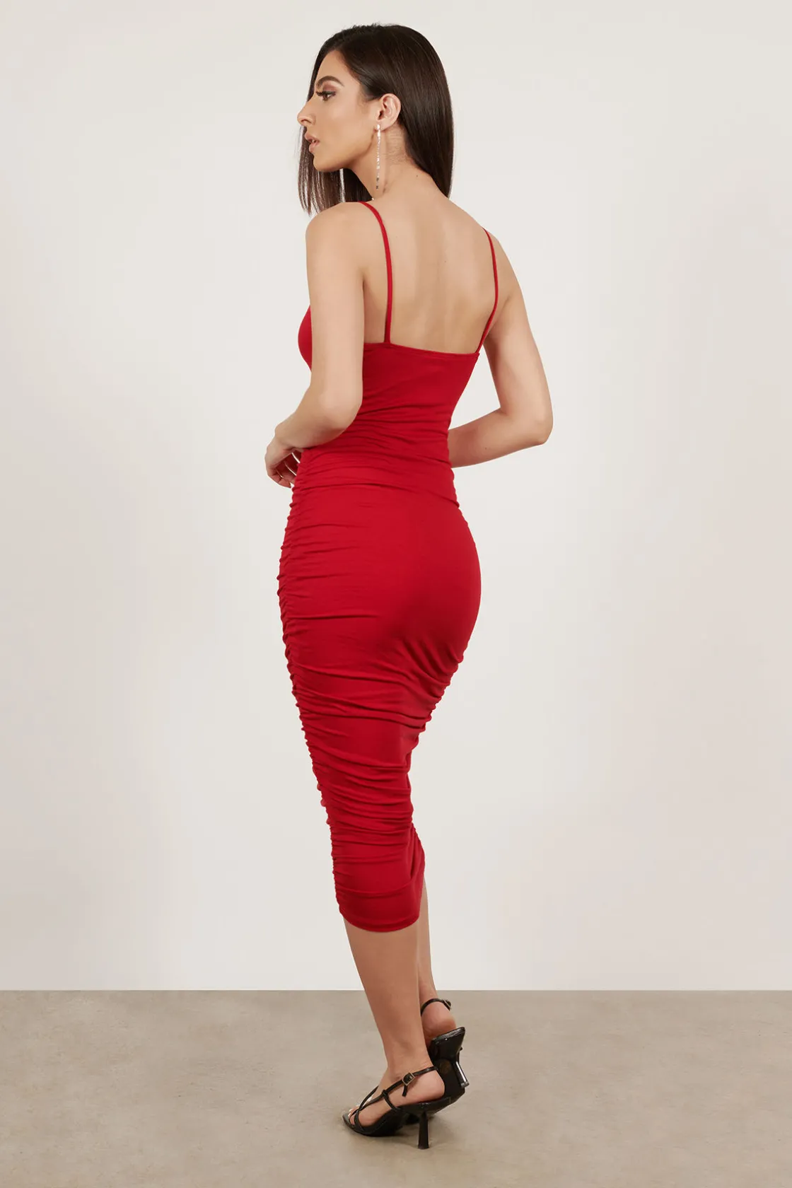 Tobi Don't Commit Ruched Bodycon Midi Dress -