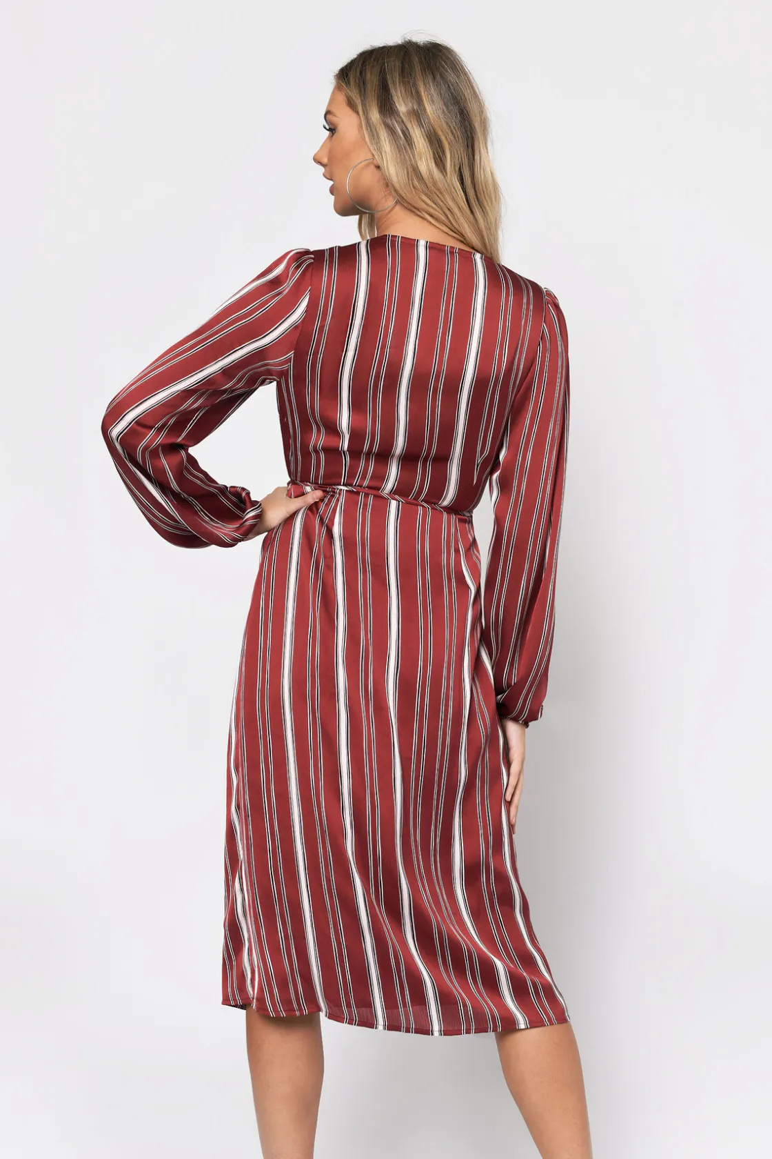 Tobi Don't Leave Plunging Wrap Midi Dress -