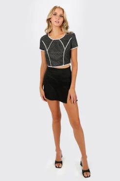Tobi Don't Stop The Music Crop Top - Black & Blush