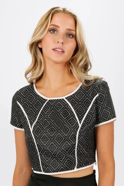 Tobi Don't Stop The Music Crop Top - Black & Blush