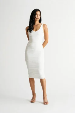 Tobi Down On Love Mesh Ruched Midi Bodycon Dress