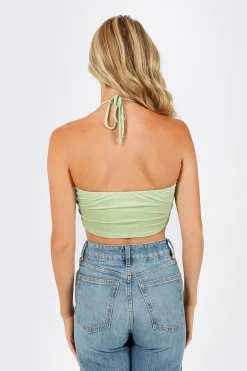 Tobi Down To Miami Crop Top - Pistachio Green