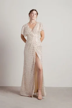 Tobi Dreaming Of You Tonight Surplice Sequin Maxi Dress -