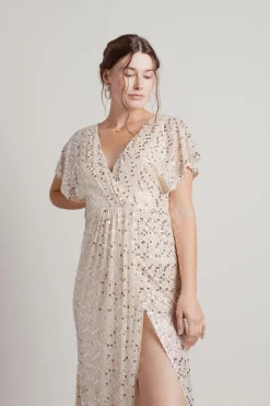 Tobi Dreaming Of You Tonight Surplice Sequin Maxi Dress -