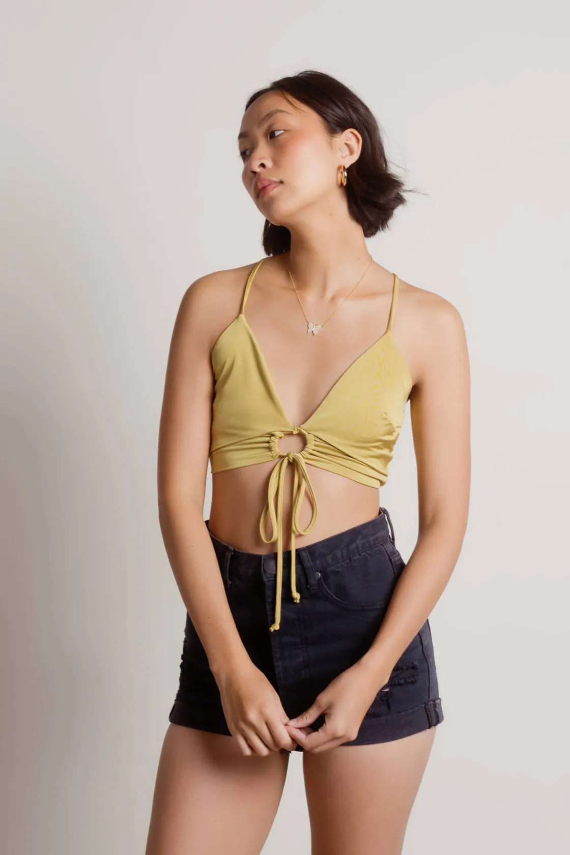Tobi Drive To Malibu Crop Top - Chartreuse