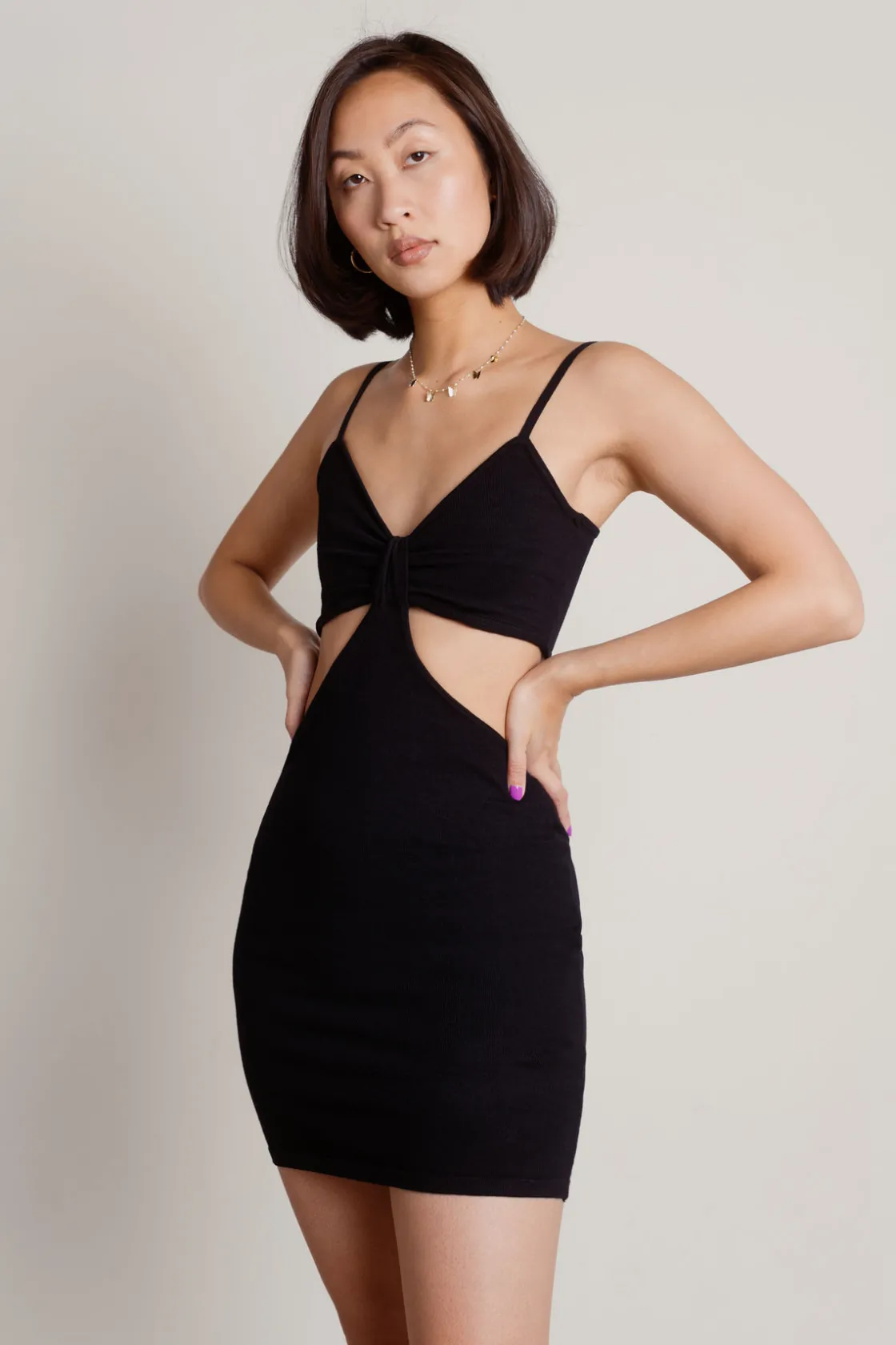 Tobi Drowsy Dreams Cutout Bodycon Mini Dress - Black