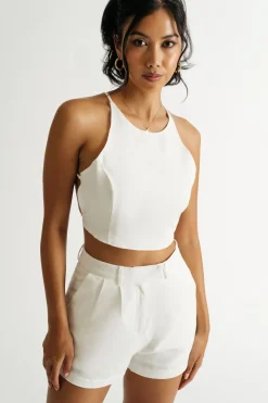 Tobi Dylan Open Back Top And Short Set - Ivory