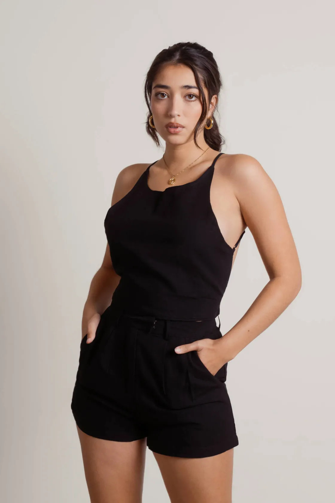 Tobi Dylan Open Back Top And Short Set - Ivory