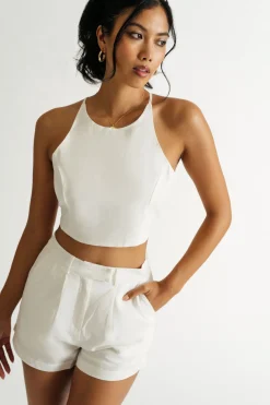 Tobi Dylan Open Back Top And Short Set - Ivory