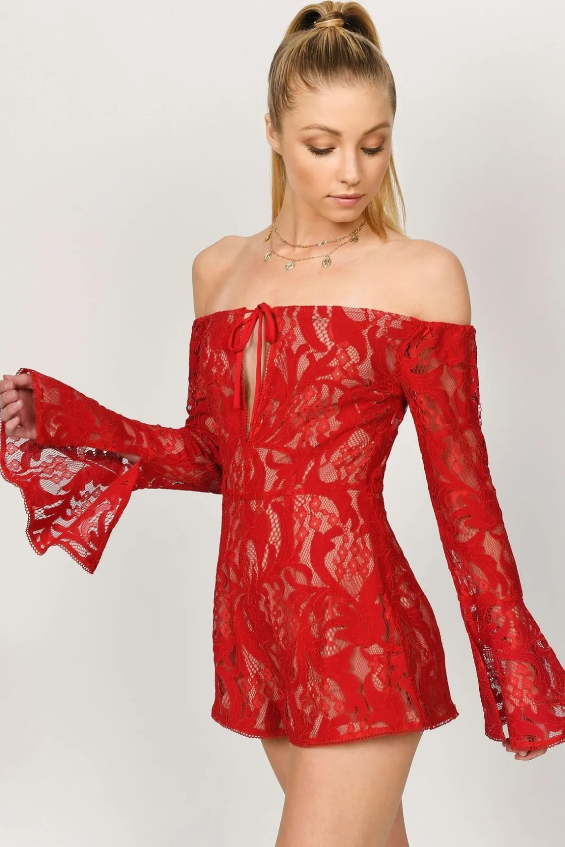 Tobi Easy Come Lace Romper - White