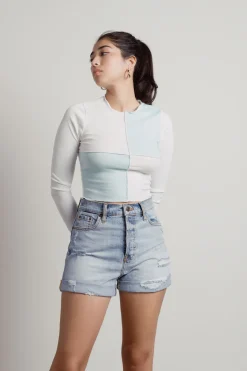 Tobi Elaire Two-toned Top - White & Blue