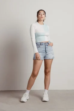 Tobi Elaire Two-toned Top - White & Blue