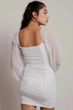 Tobi Eli Ruched Balloon Sleeve Mini Dress -