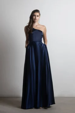 Tobi Elisa Satin One Shoulder Maxi Dress -