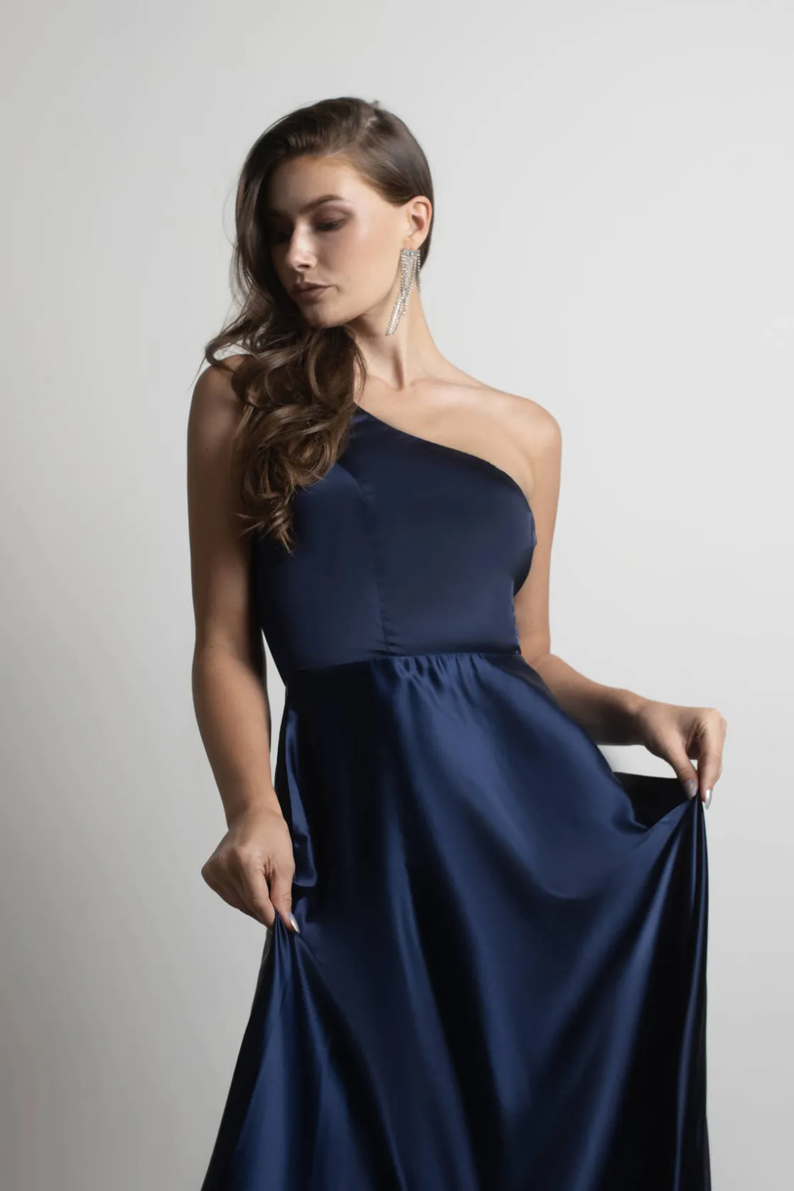 Tobi Elisa Satin One Shoulder Maxi Dress -