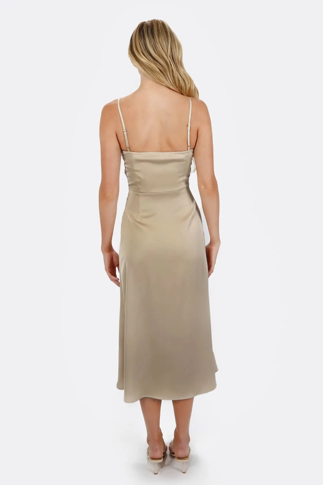Tobi Ellianne Keyhole Satin Midi Dress -