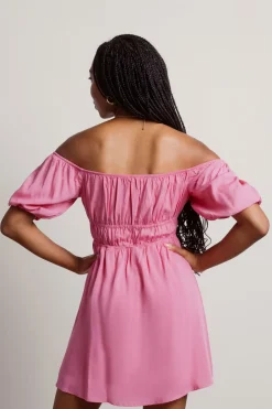 Tobi Ellis Off The Shoulder Skater Mini Dress - Off White