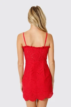 Tobi Elsa Lace Up Eyelet Mini Dress -