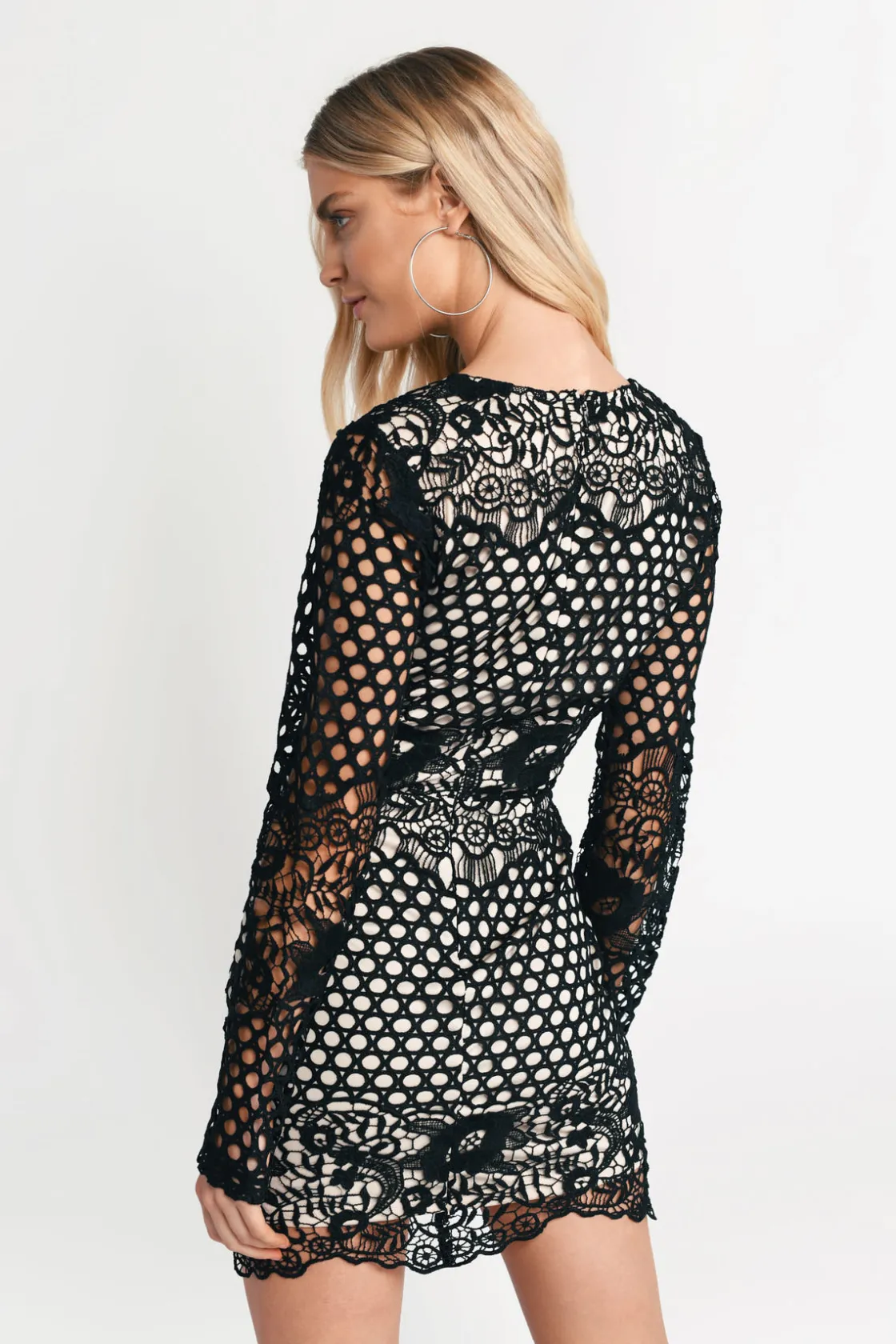 Tobi Emily Plunging Lace Mini Dress - Rose