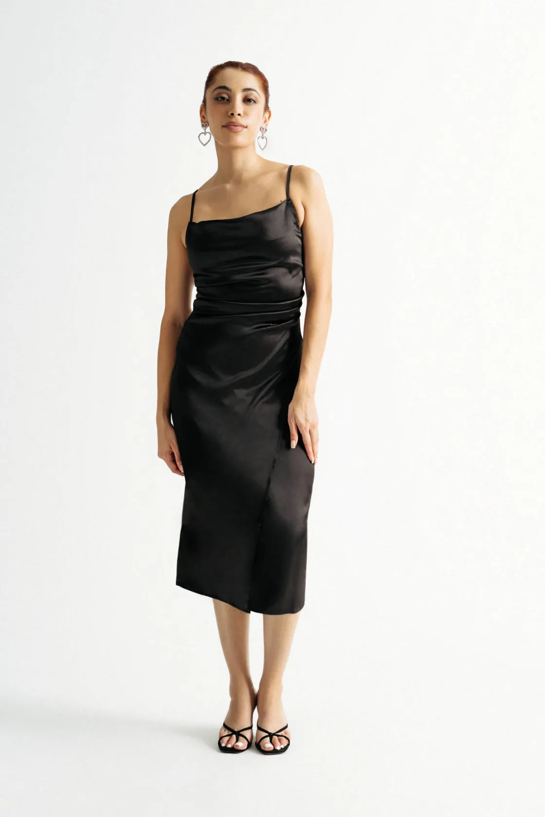 Tobi Emma Satin Cowl Neck Midi Dress - Copper