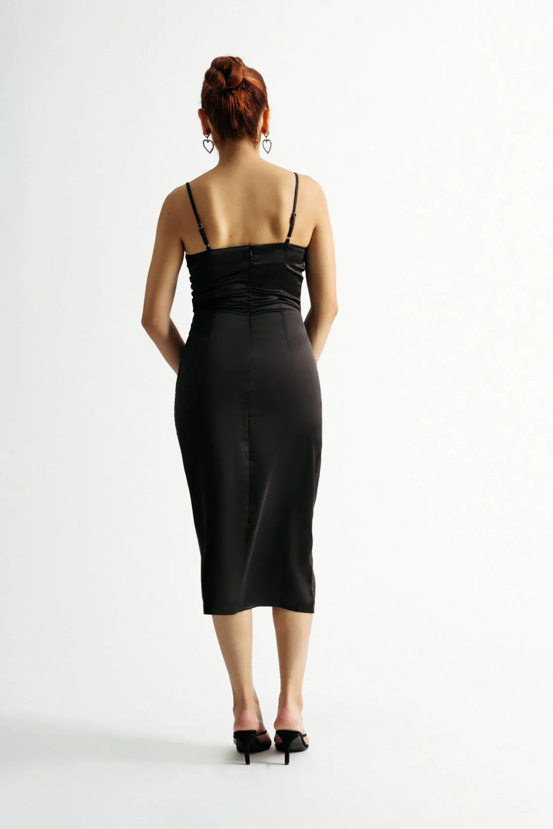 Tobi Emma Satin Cowl Neck Midi Dress - Copper