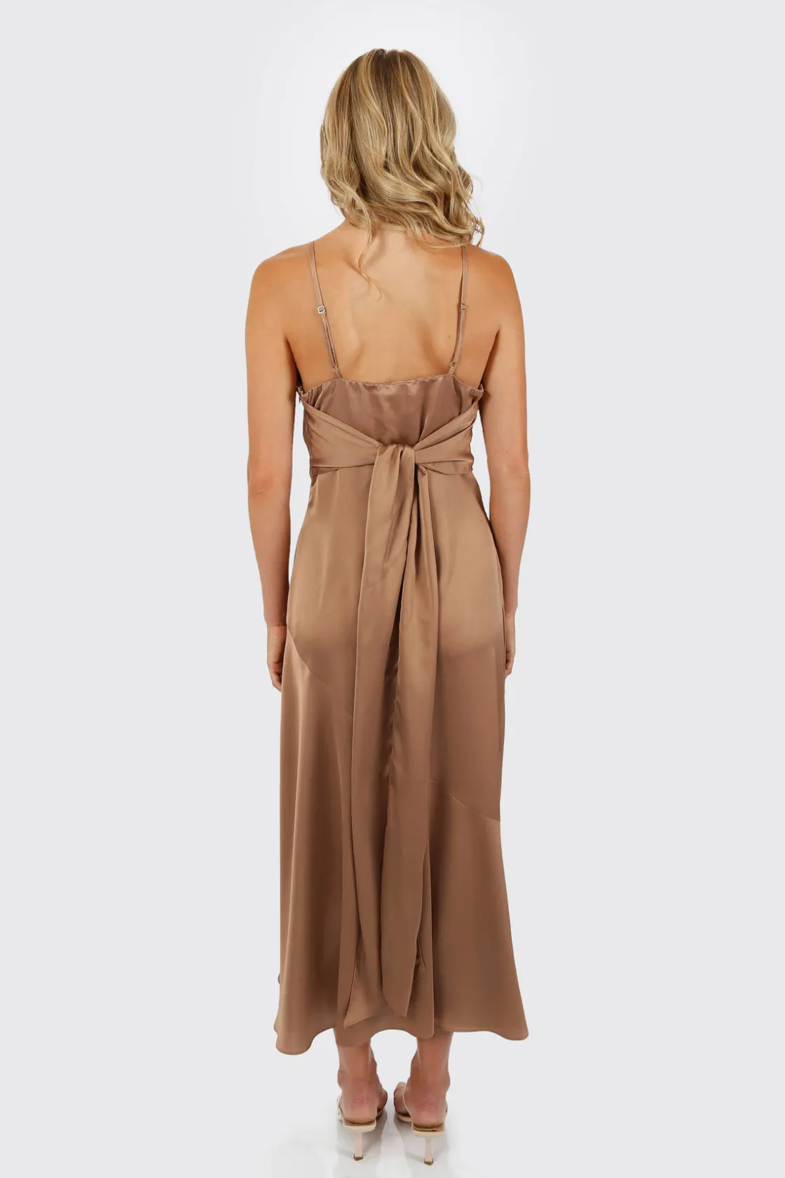 Tobi Emmalyn Satin Slit Midi Dress -