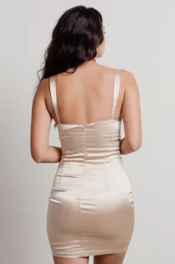 Tobi Erika Satin Bodycon Mini Dress - Black