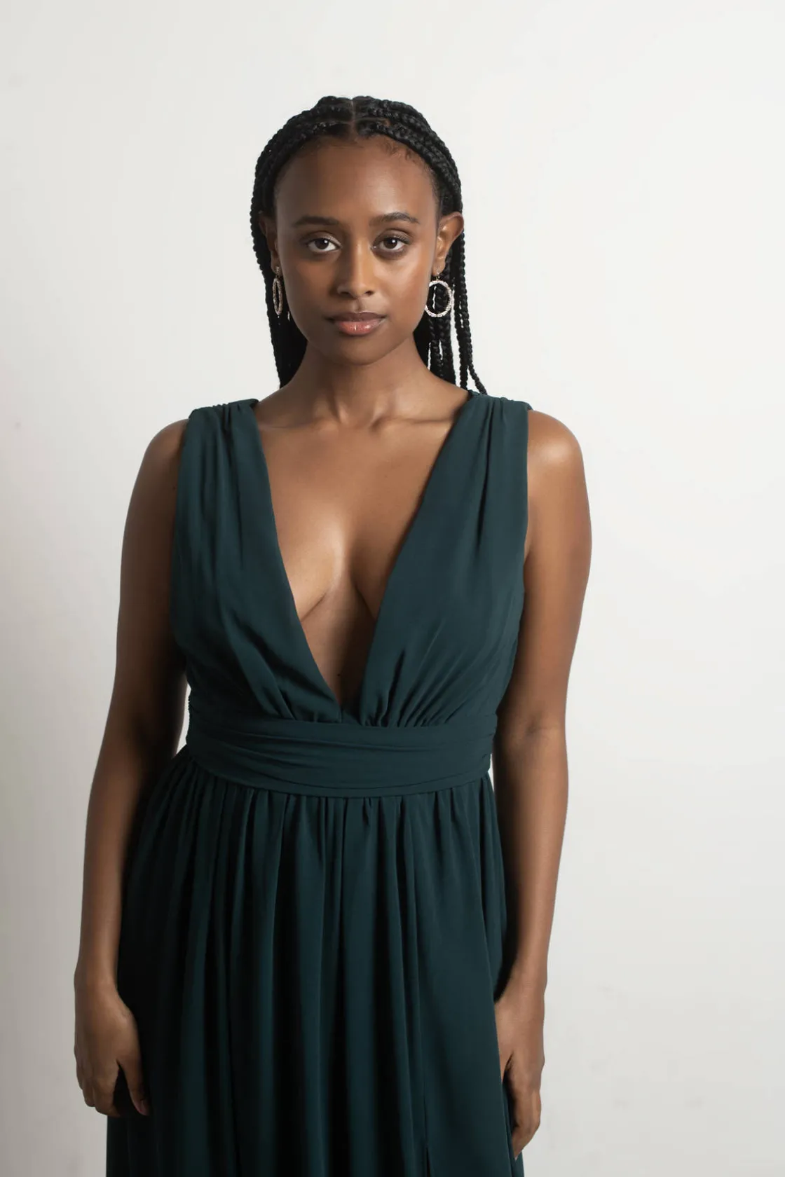 Tobi Everlasting Moment Plunging High Slit Maxi Dress - Burgundy