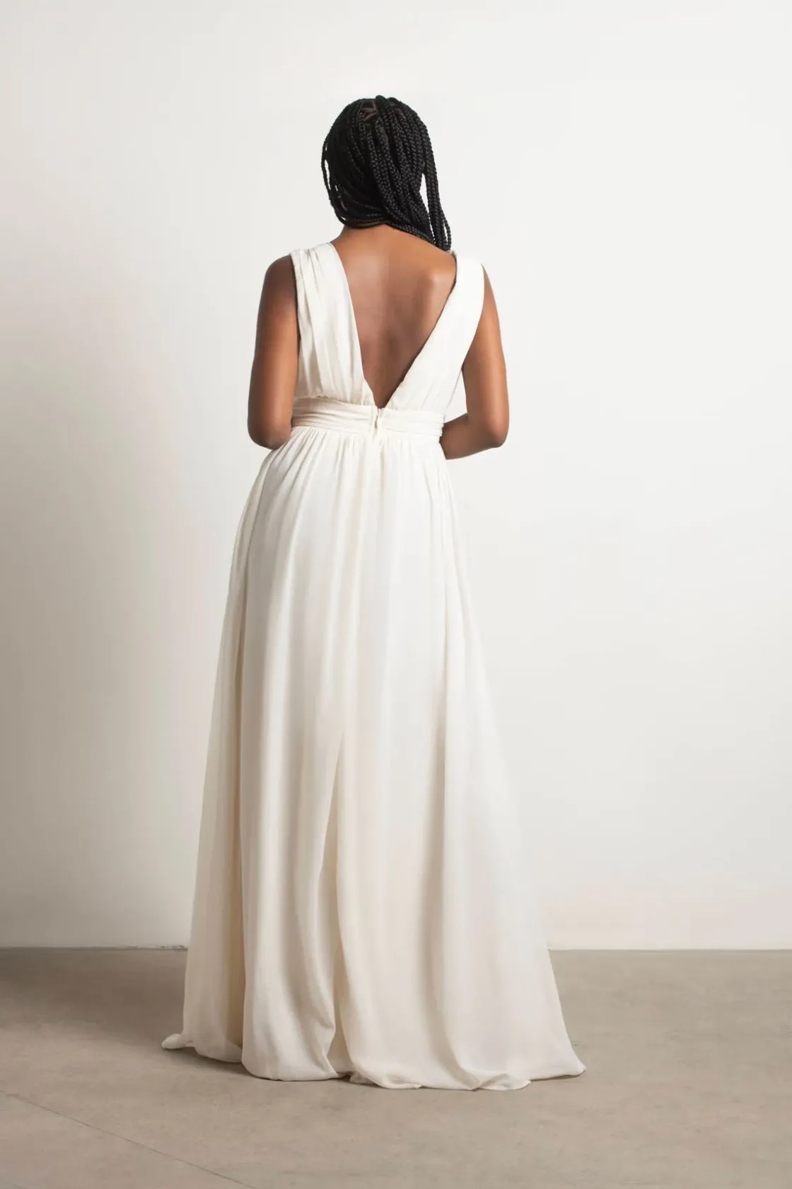 Tobi Everlasting Moment Plunging High Slit Maxi Dress - Burgundy