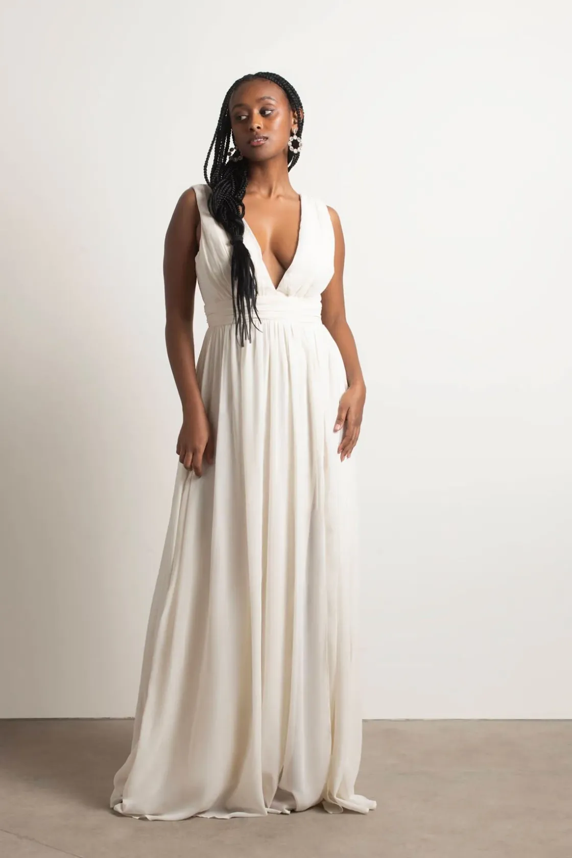 Tobi Everlasting Moment Plunging High Slit Maxi Dress - Burgundy