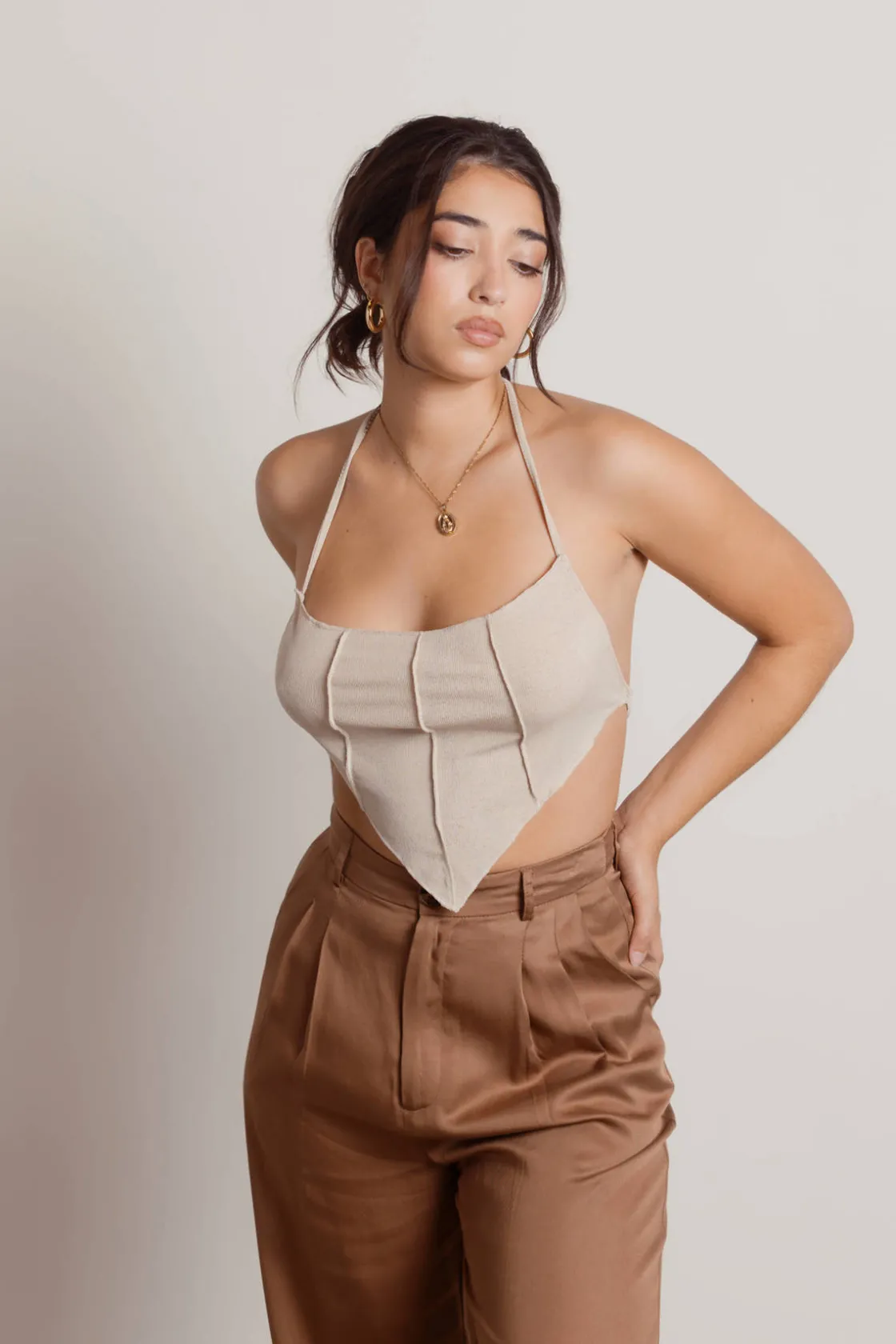 Tobi Evolved Crop Top - Oatmeal