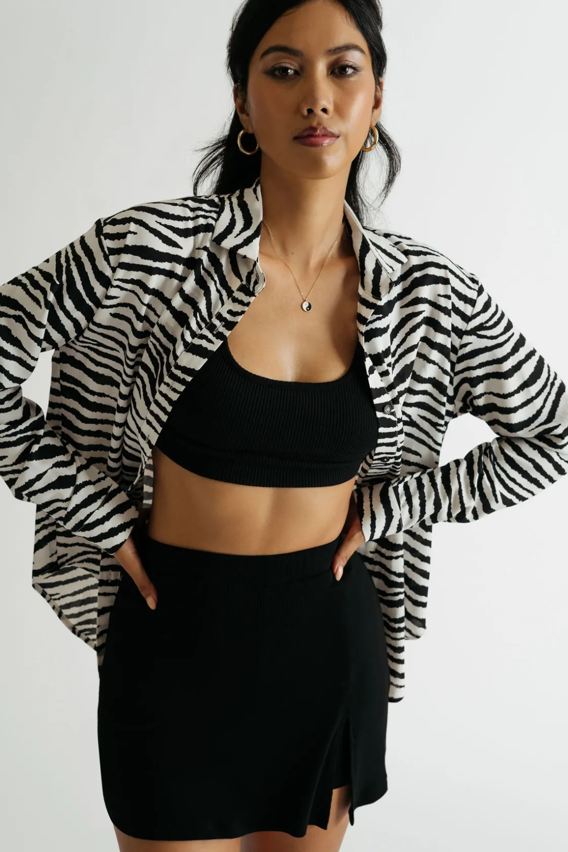 Tobi Extra Attention Zebra Print Blouse -