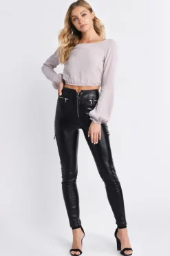 Tobi Eyes For You Open Back Top - Grey
