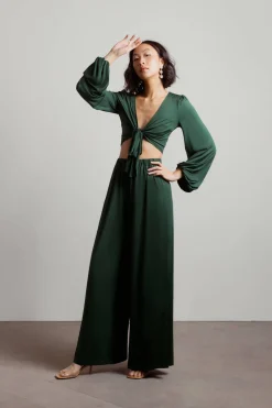 Tobi Fall Back Front Tie Top And Pants Set -