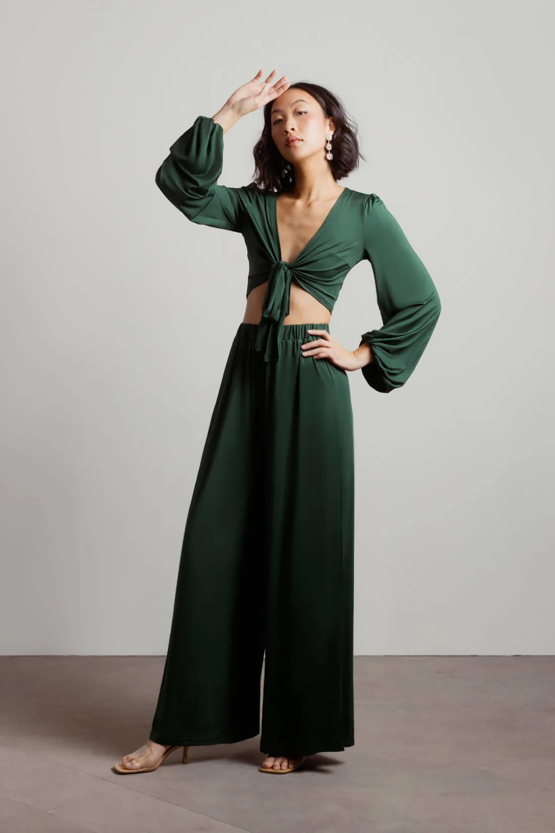 Tobi Fall Back Front Tie Top And Pants Set -