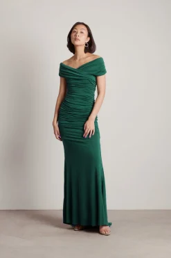 Tobi Fall For Me Off The Shoulder Mermaid Maxi Dress - Emerald