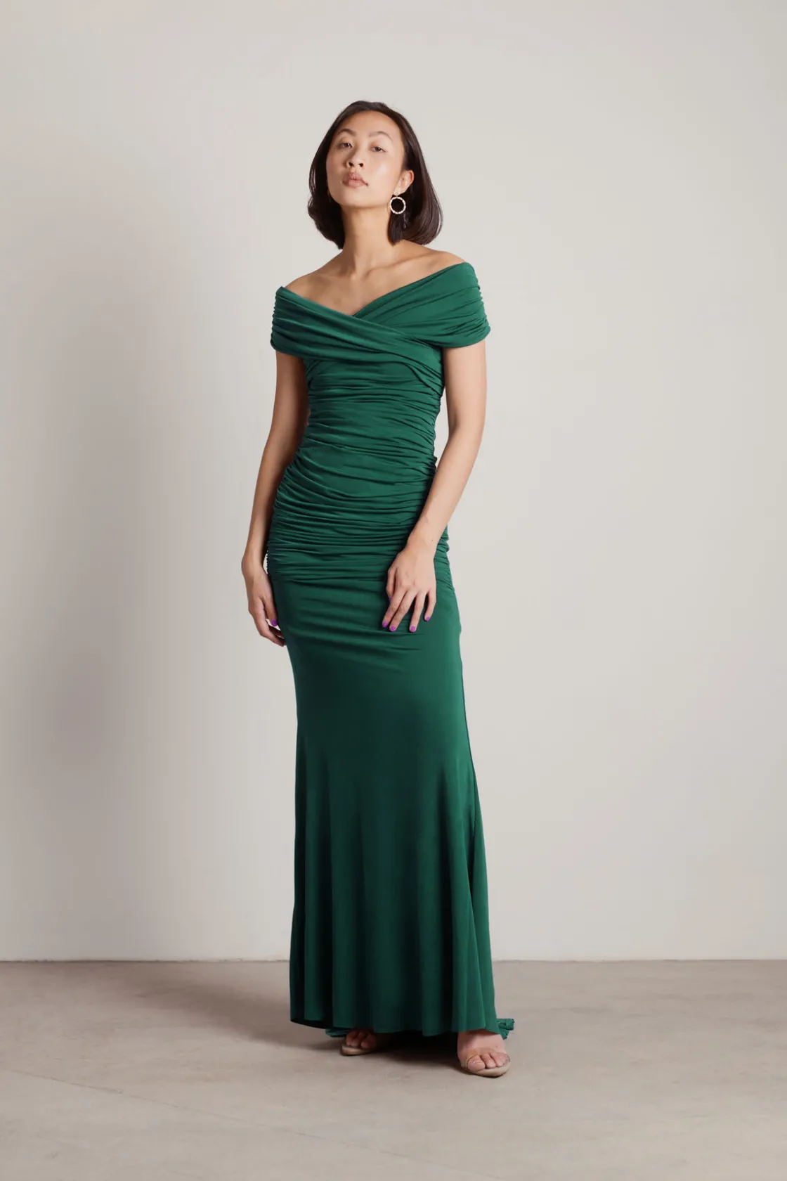 Tobi Fall For Me Off The Shoulder Mermaid Maxi Dress - Emerald