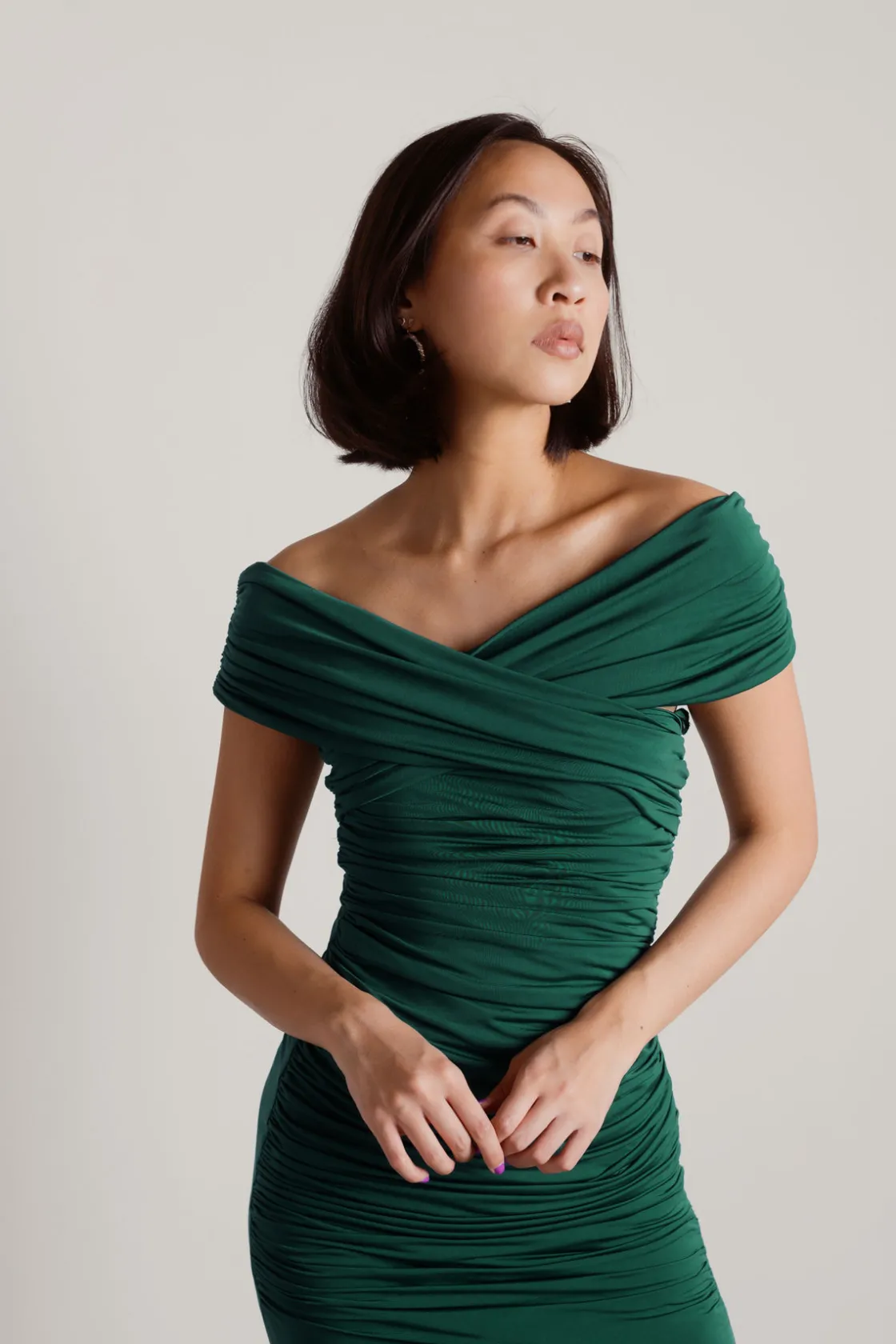 Tobi Fall For Me Off The Shoulder Mermaid Maxi Dress - Emerald