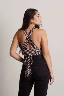 Tobi Fall Off Crop Top - Brown